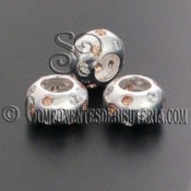 Cuenta Plata 925 y Zirconitas Cristal y Beige