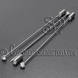 AGUIJON BROCHE CON CHATON DE 83MM PLATA X 10 UDS